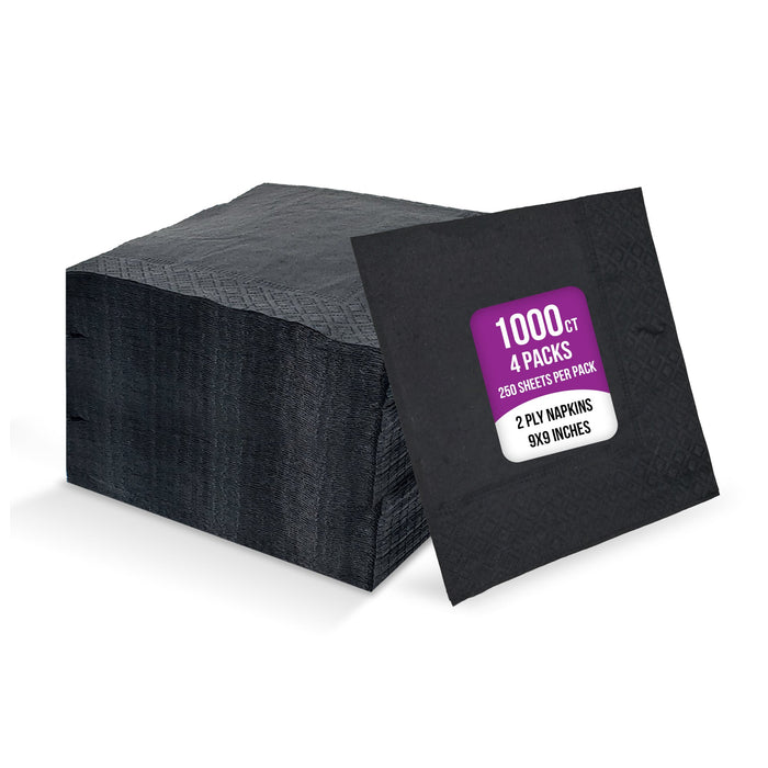Mayfair - 2 Ply Cocktail Napkins 1/4 Fold - Black - CNAP02B