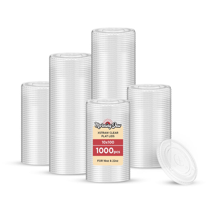 Morning Dew - X Straw Flat PET Lid for 16,22oz Cold Paper Cups - CPC16L