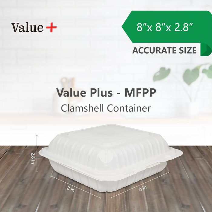 Eco-Craze MFPP Clamshell Container 8x8x2.6