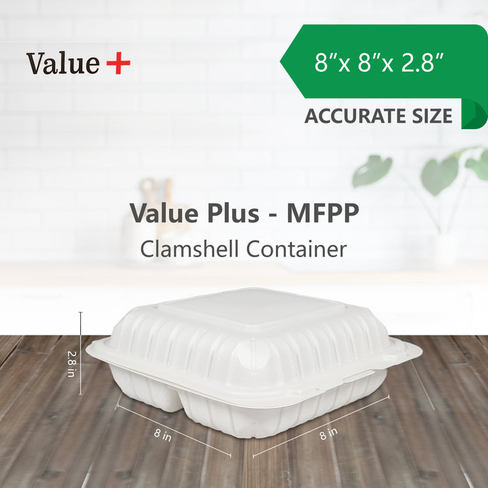 Eco-Craze MFPP Clamshell Container 8x8x2.6