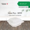 Eco-Craze MFPP Clamshell Container 6x6x2.6