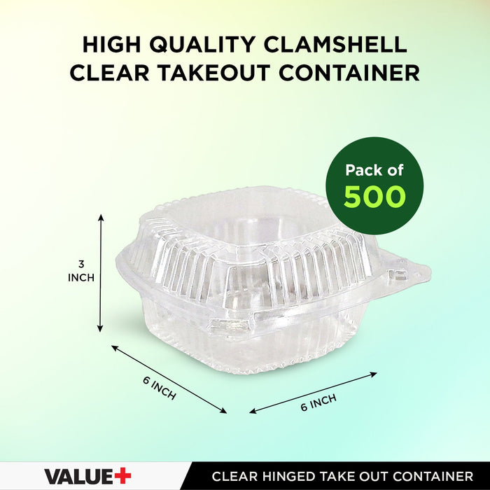 Value+ - Dual Lock - 6in Clear Hinged Containers - CV661