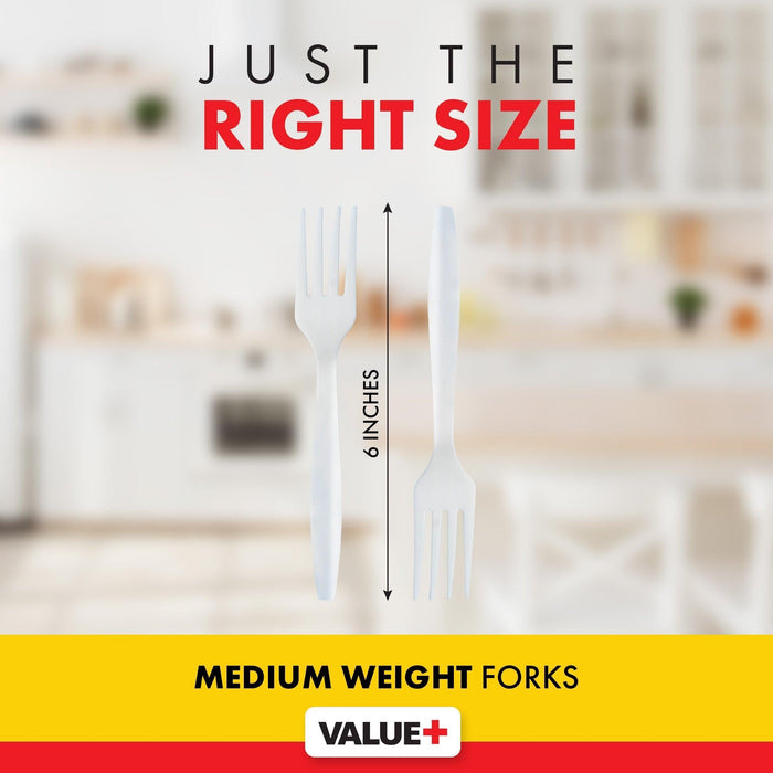 Value+ - Plastic Forks Heavy - White - Ind. Wrapped - WP2001