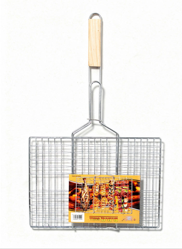 BBQ Grill Basket - 385x280mm Wood Handle