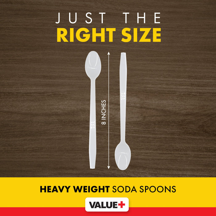 Value+ - Plastic - Soda Spoon - White - RP4006 - 8'' Approx.