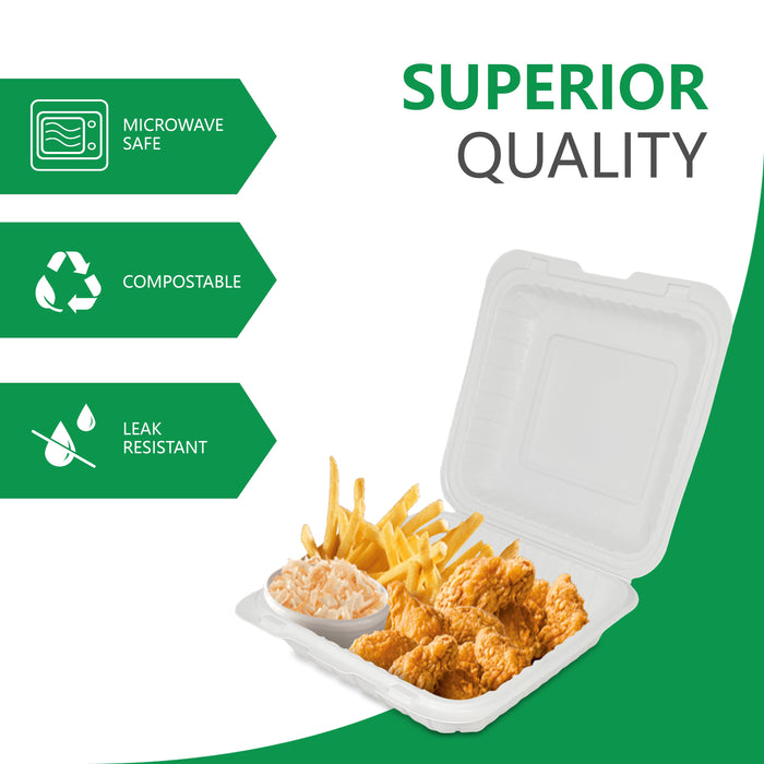 Eco-Craze MFPP Clamshell Container 9x9x2.6