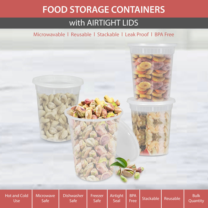 Value+ Translucent Plastic Deli Containers with Lids - 32oz