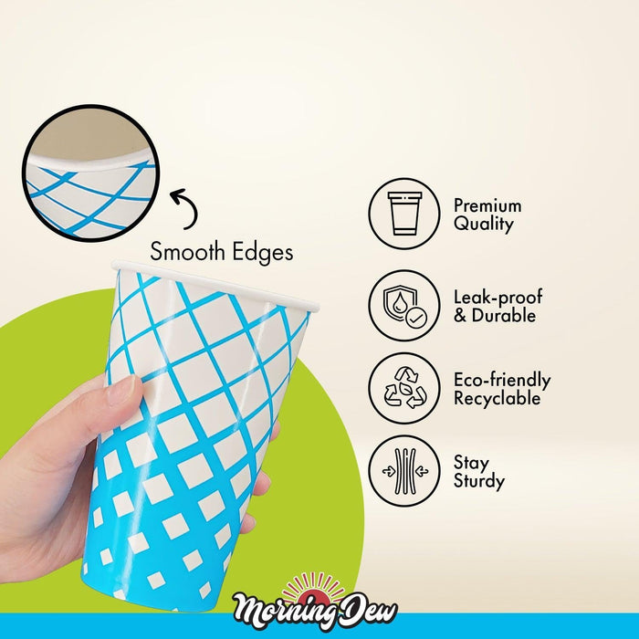 Morning Dew - 16oz Cold Paper Cups - Ice Blue Print - CPC16R