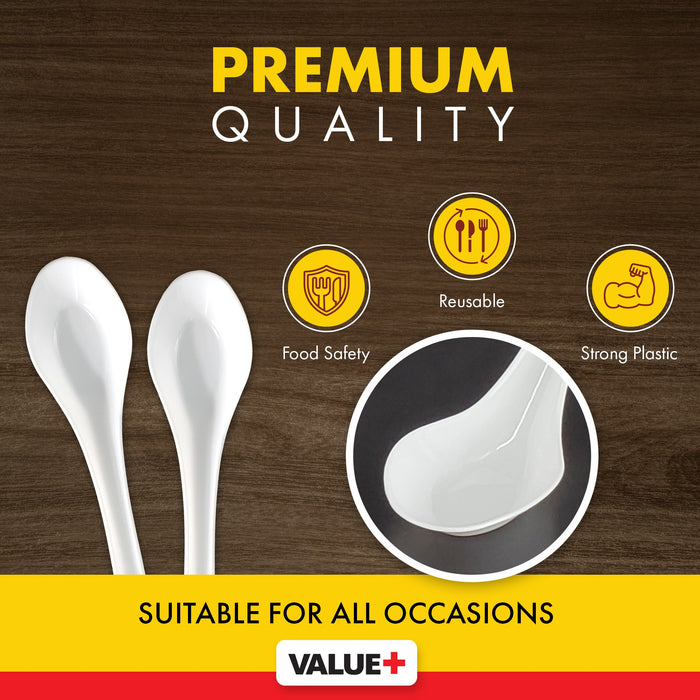 Value+ - Chinese Soup Spoon - White - Retail Pack - RP4008