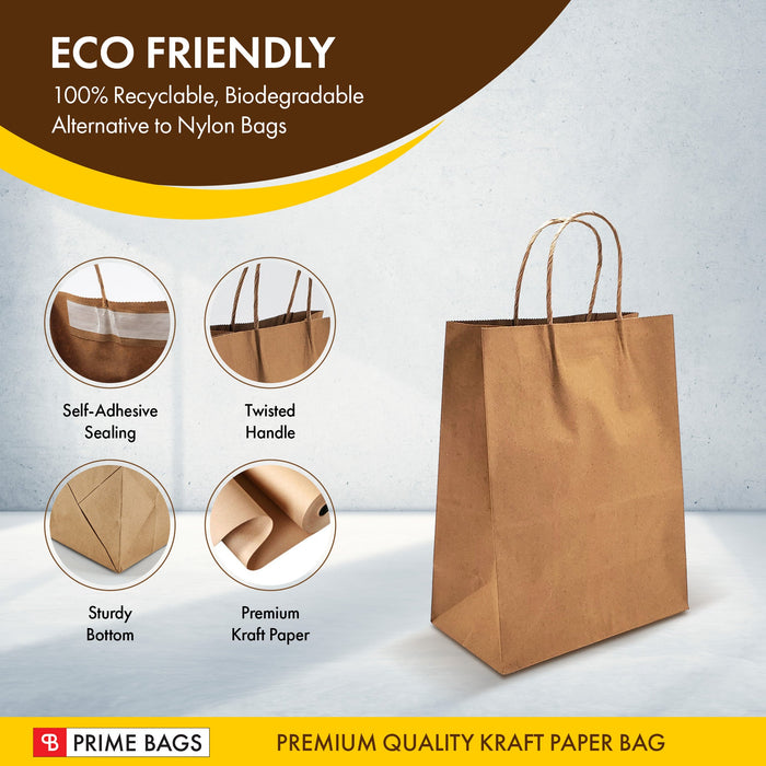 Prime Bags - Aydin - Paper Handle Bag - Self Adhesive - 8*4.5*10.5