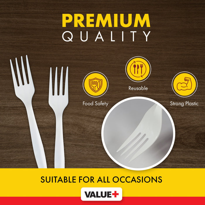 Value+ - Plastic Forks Heavy - White - Ind. Wrapped - WP2001