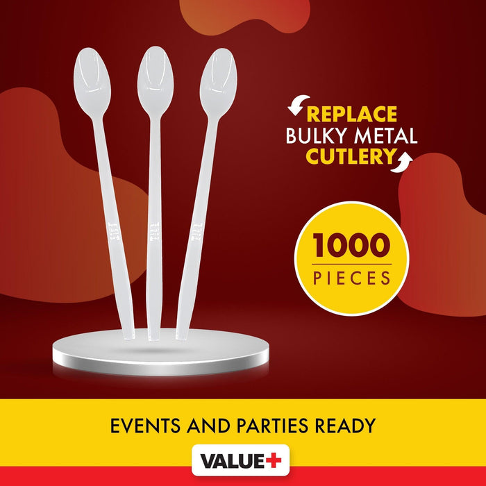 Value+ - Plastic - Soda Spoon - White - RP4006 - 8'' Approx.