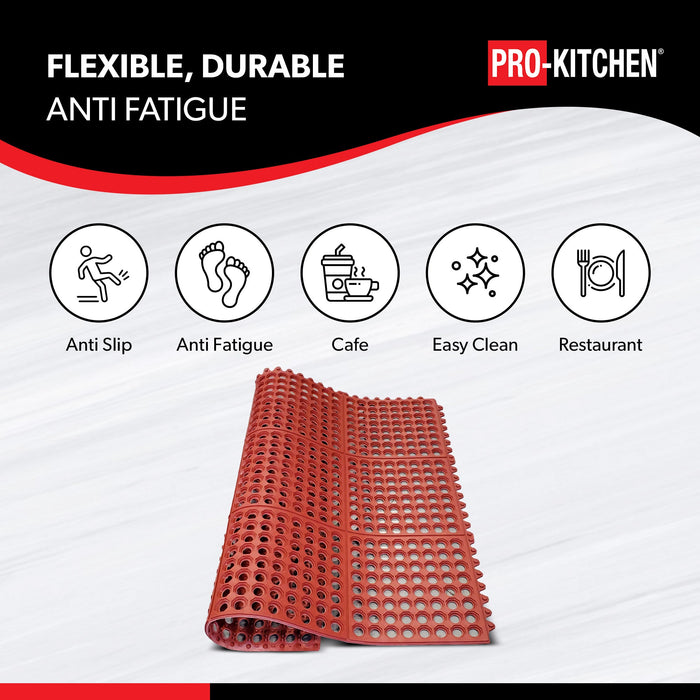 Pro-Kitchen - Red Rubber Mat-Terracotta-Grease Resistant-36