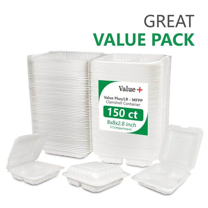 Eco-Craze MFPP Clamshell Container 8x8x2.6