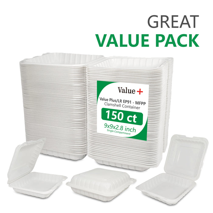 Eco-Craze MFPP Clamshell Container 9x9x2.6