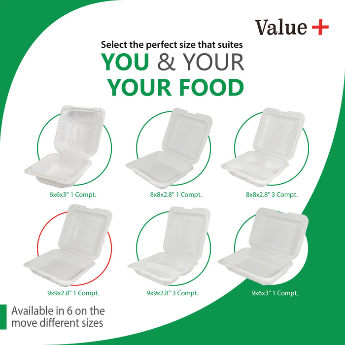 Eco-Craze MFPP Clamshell Container 9x9x2.6