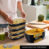 Rhino-Foil - Small (26oz) Black & Gold Foil Cont. w/ Clear Dome Lid