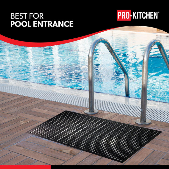 Pro-Kitchen - Black Rubber Anti-Fatigue Mat Heavy Duty 36