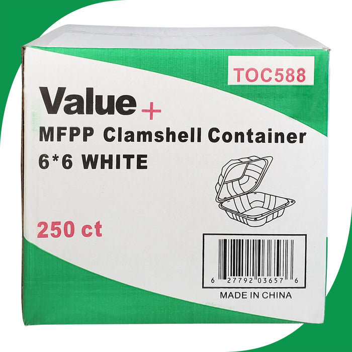 Eco-Craze MFPP Clamshell Container 6x6x2.6
