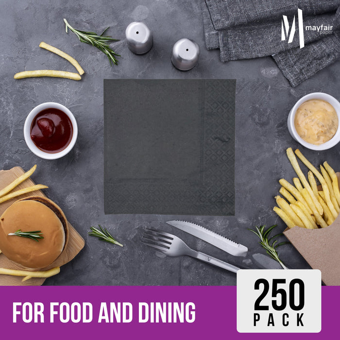 Mayfair - 2 Ply Cocktail Napkins 1/4 Fold - Black - CNAP02B