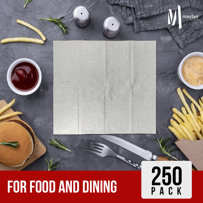 Mayfair - 1 Ply Dinner Napkins 1/8 Fold - White - DNAP01