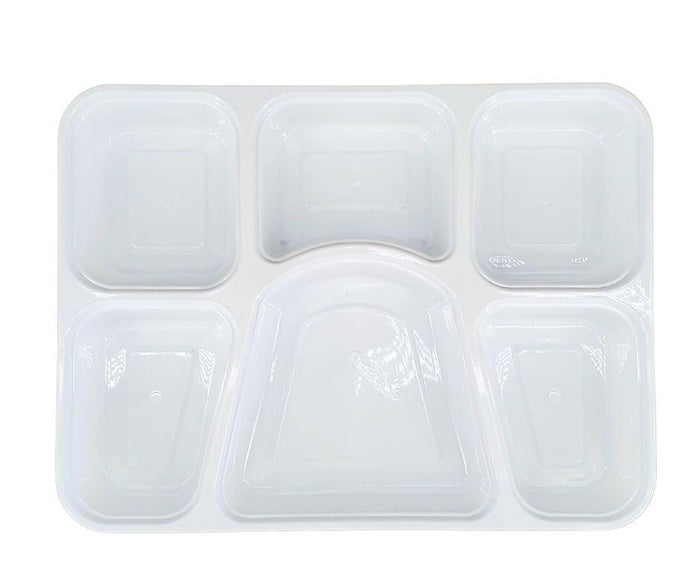 Value+ - 6 Comp Take-Out Thali with Lid - White - PP