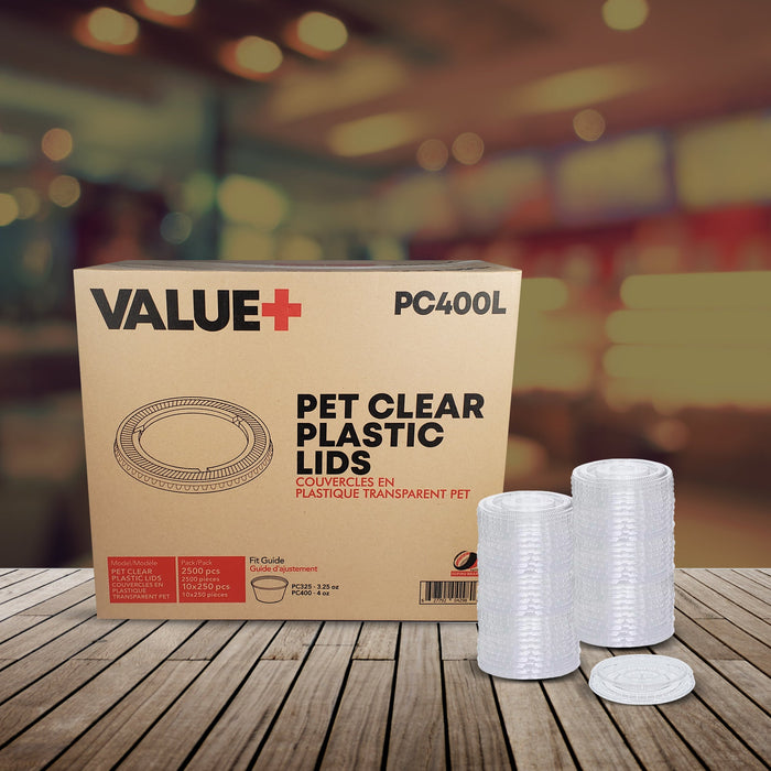 Value+ - 3.25oz-4oz PET Flat Portion Cup Lids - PC400L - 74mm