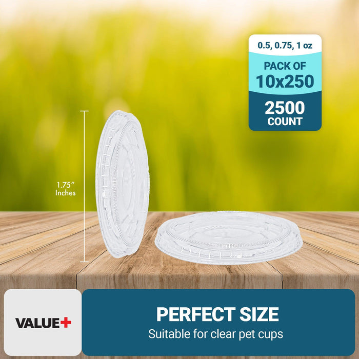 Value+ - 0.5oz-1oz PET Flat Portion Cup Lids - PC100L - 45mm