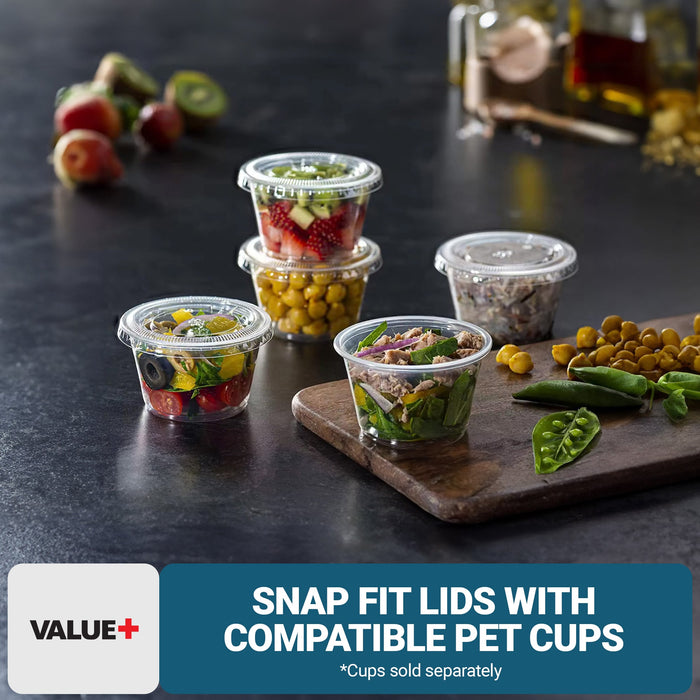 Value+ - 3.25oz-4oz PET Flat Portion Cup Lids - PC400L - 74mm