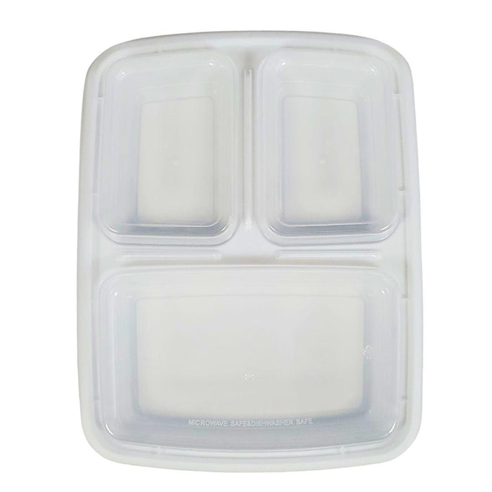 Value+ - 33oz 3 Compartment Rectangle Container - White