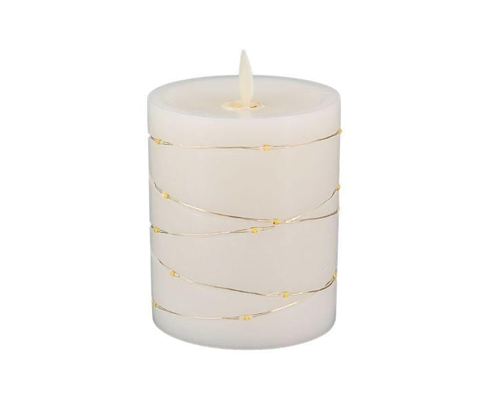 Deco Lite - LED Pillar w/String Lights - 3x3.9