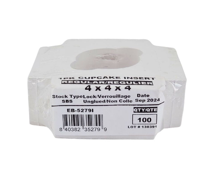 EB - 4 x 4 x 4 - Single Cupcake Insert Fits - White - 5279I