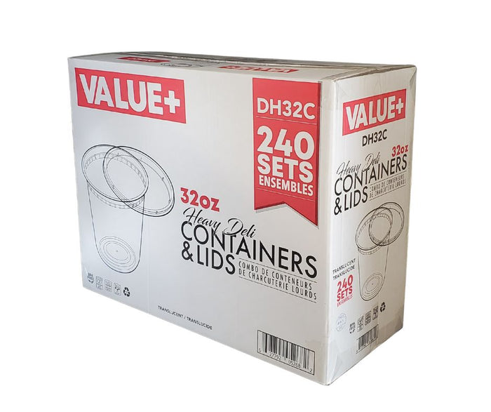 Value+ - 32oz Round Deli Container w/Lids