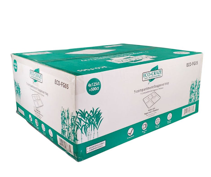 Eco-Craze - Bagasse - 5 Compartment Plate
