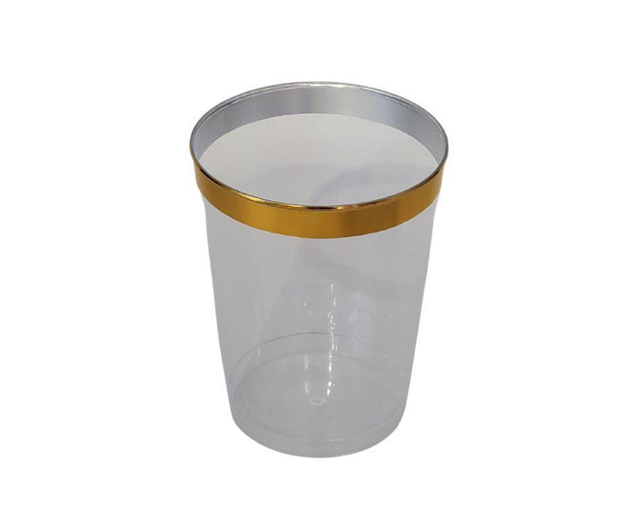 10oz cup with gold rim - Clear/Gold - CC10-N
