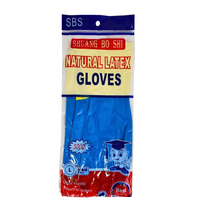 CLR - SBS Natural Latex Gloves Blue/Yellow Large