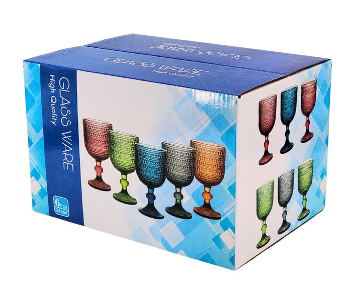 Hobnail Wine Glass 240ml - Blue - XR824