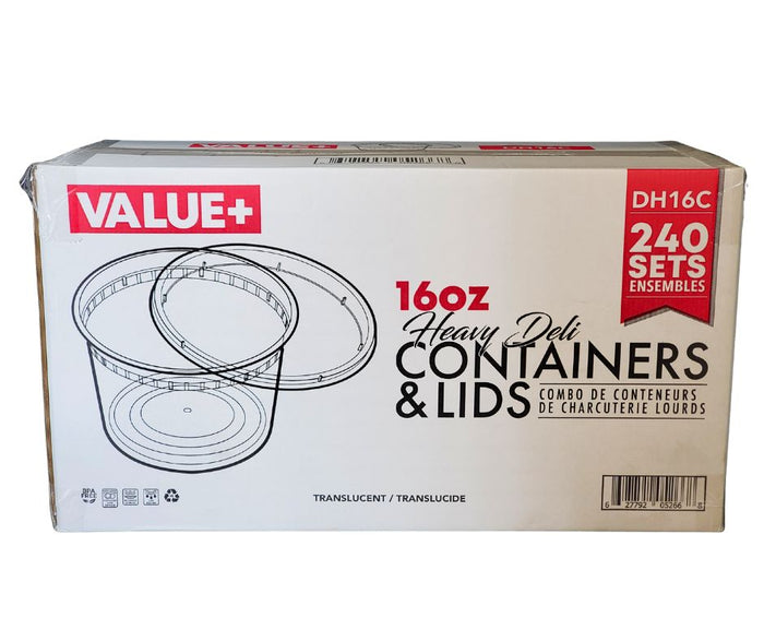 Value+ - 16oz Round Deli Container w/Lids