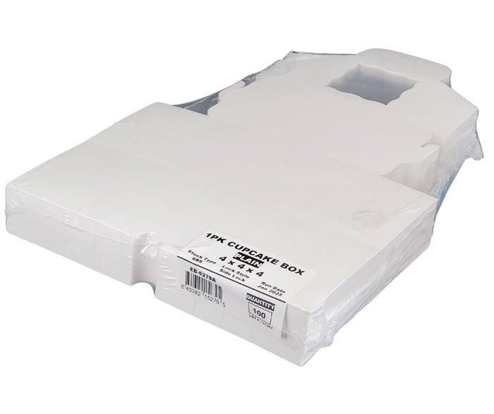 EB - Cup Cake Box with Window - White - 4x4x4