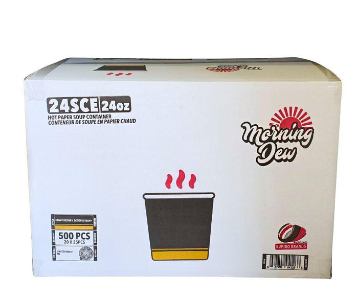 Morning Dew - 24 oz Paper Soup Container - Ebony Print - 24SCE