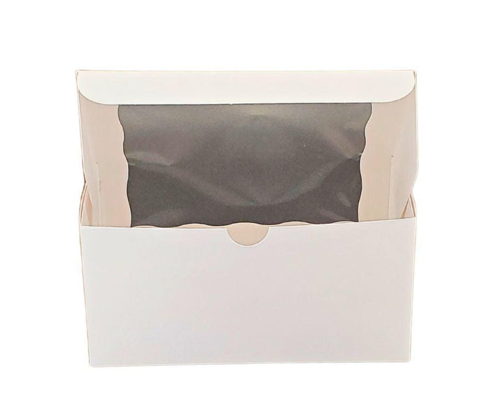 EB - Cup Cake Box with Window - White - 8 x 4 x 4 - Double / 2 Cupcake