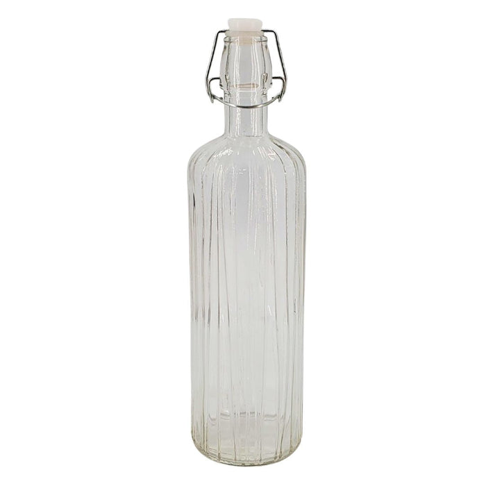 S&CO - Glass Bottle with Stopper 1L - Textured - Clear
