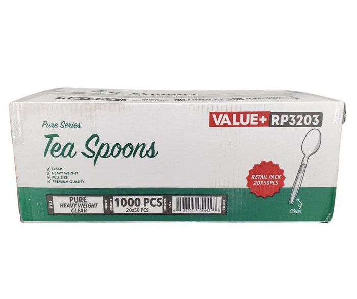 Value+ - Heavy - Plastic Tea Spoons - Clear - Retail Pack - RP3203