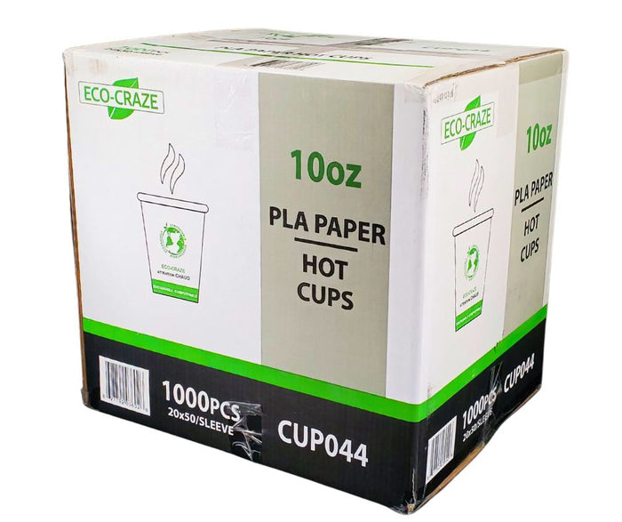 Eco-Craze - 10oz PLA Single Wall Hot Paper Cup