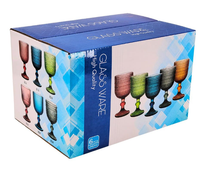 Hobnail Wine Glass 240ml - Blue - XR824