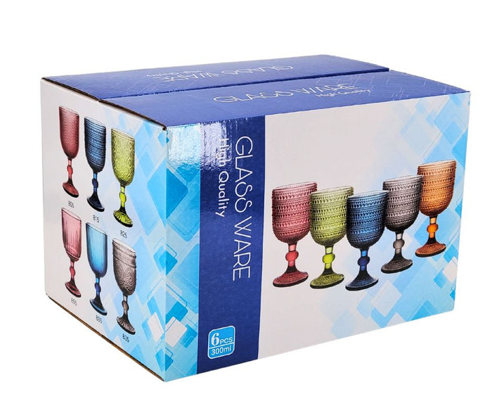 Hobnail Wine Glass 300ml - Blue - XR825