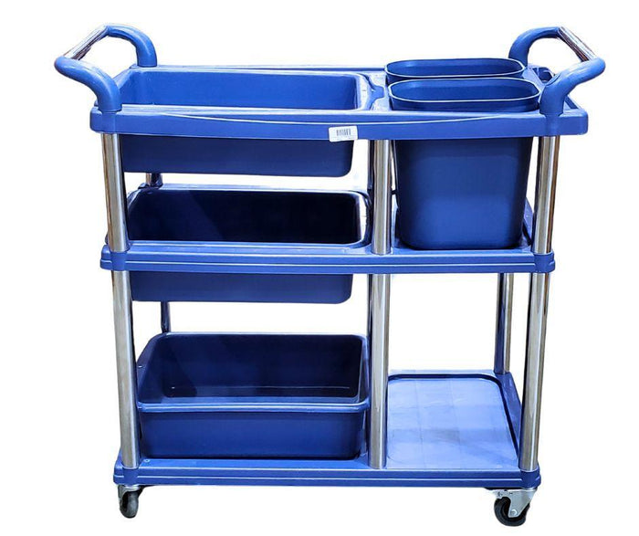 Multi Purpose Plastic Cart w/5 Bins - Blue - 771
