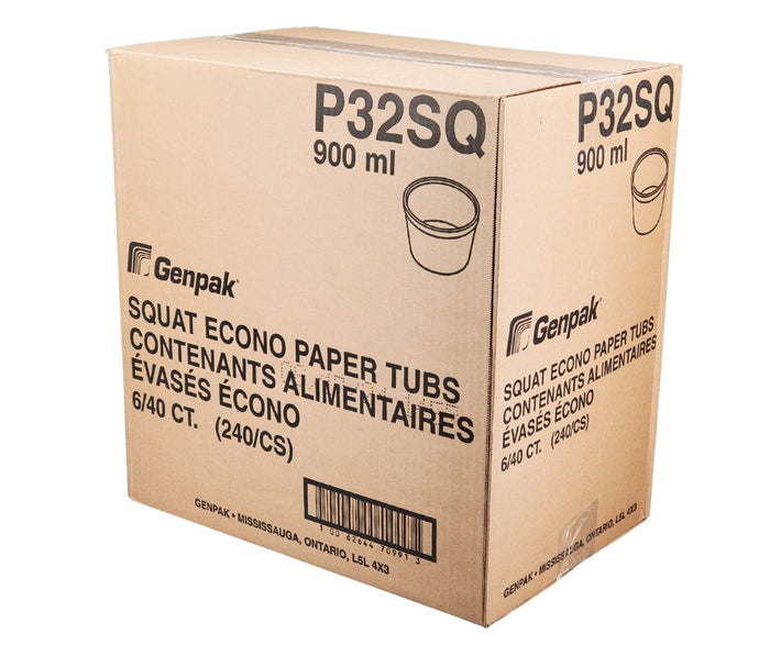 CLR - Genpak - White - 32oz/1000ml Round Food Container