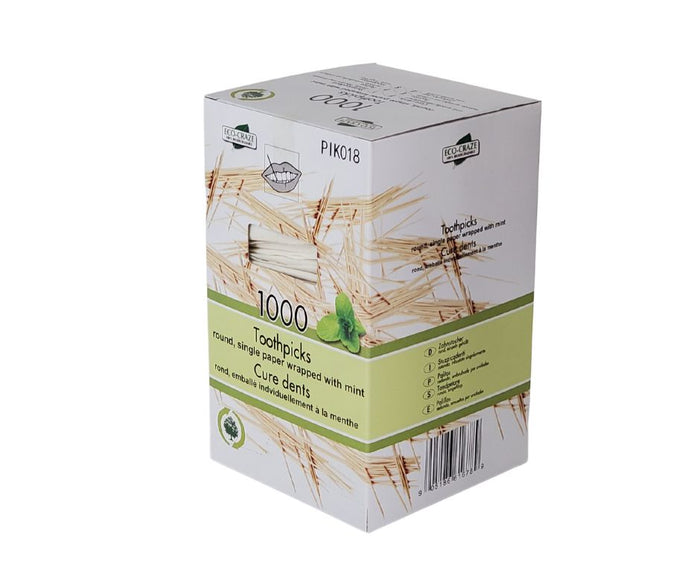 Eco-Craze - Bamboo Toothpick - Mint - Paper Wrap - P2-65M
