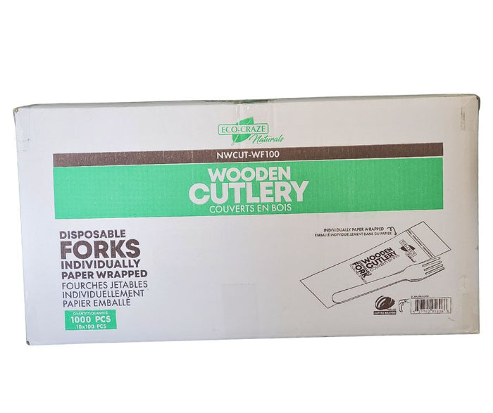 Eco-Craze - Wooden Fork - Individually Paper Wrapped